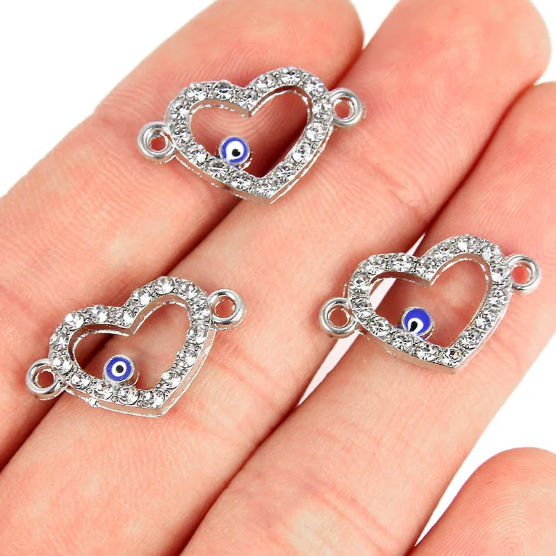 10 шт. серебристый цвет Любовь Сердце Форма сплав подключается для ожерелья браслеты подарок мода ювелирные изделия из кристаллов