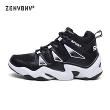 Zenvbnv дышащие баскетбольные кроссовки для мужчин и женщин с высоким берцем, спортивные кроссовки с подушками, сетчатые кроссовки, Femme Zapatillas 36-44