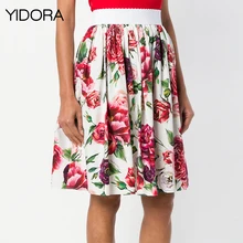 Стильный Для женщин Высокая Талия Цветочный принт плиссированная юбка с контраст эластичный пояс- женские летние Slim-fit, принт юбка