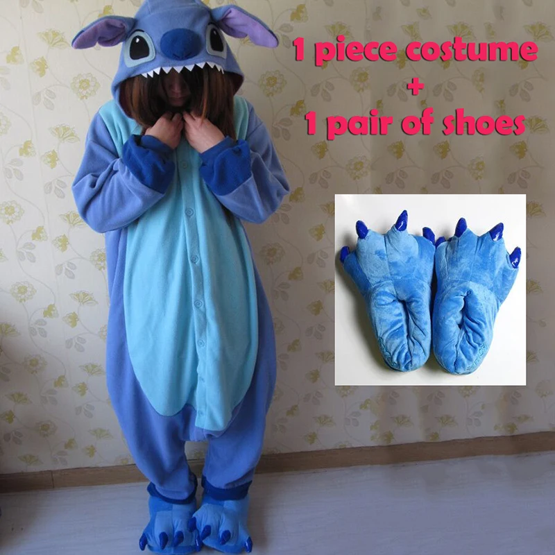 Животных Косплей пижамы костюм женщин onesies для взрослых вечерние Пижама one piece Синий Розовый стежка onesie Лило и Стич костюмы - изображение