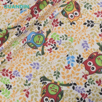 

GUDNDIN,Plain Printed Cotton Fabric Half Meter Handmade Hometextile Cloth For Bag,Cushion,Curtain,Sofa/Owl Series 100*145cm