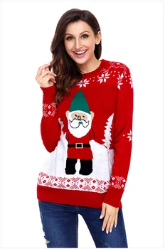 

NIBESSER Autumn Women Santa Claus Sweaters Loose Knitted Sweater Tops Casual Pullovers Winter Christmas Sweater In Red Sweet
