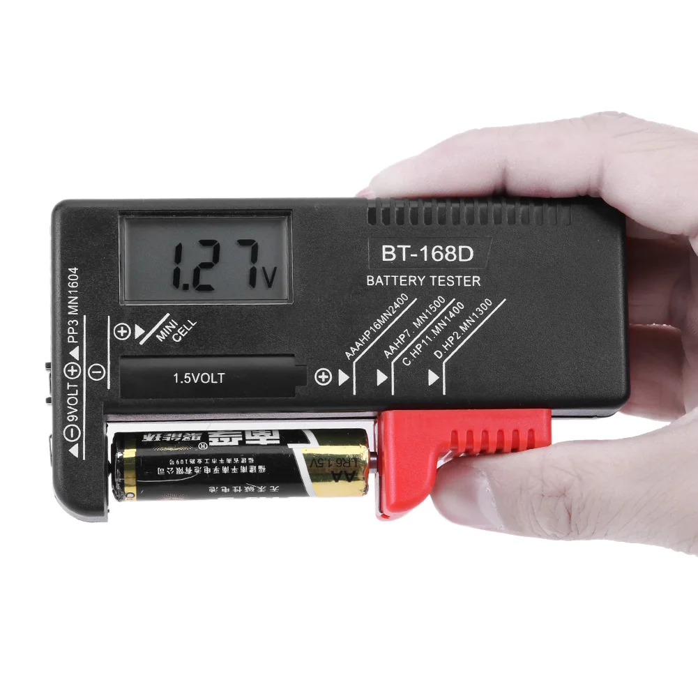

Portable Universal LCD Digital Display Battery Tester Volt Checker for 9v AAA AA Button Cell PPP3