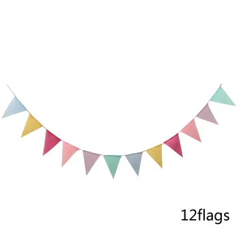 

12 Flags - 4M Colorful Banners Birthday Party Baby Shower Garland Tent Decoration Wedding Bunting Decor Baby Shower Favor
