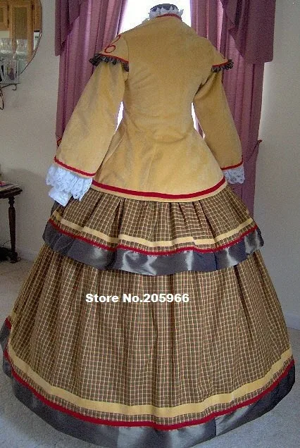 Изготовлено на заказ-1800 s платье в викторианском стиле 1860 s Одежда для Civil War костюм для путешествий костюм реконструктора/костюм периода Ренессанс
