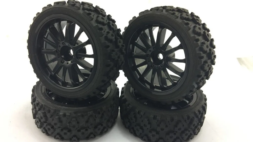 1/10 On Road Touring Soft V Tread Rubber Car RC Wheels and Tyres Black
