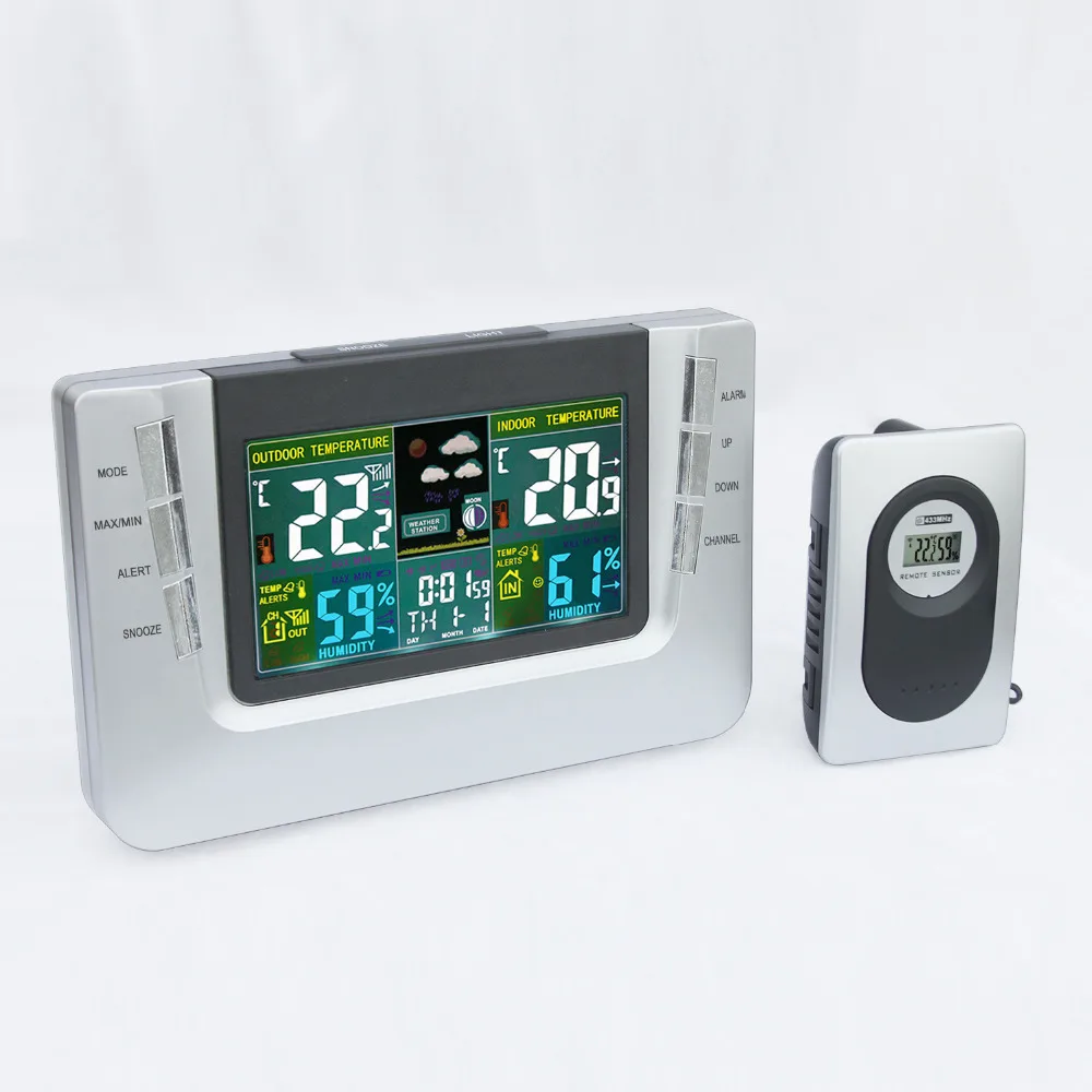 

Color Wireless Digital Thermometer Hygrometer Temperature Humidity Meter Weather Station Indoor outdoor Meteorological clock