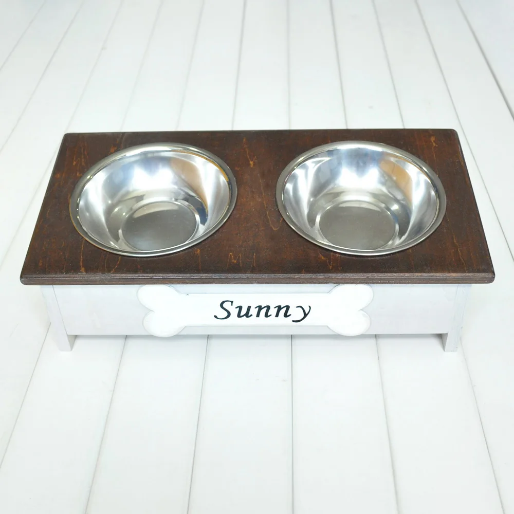Personalized Rustic Dog Bowl Stand Handmade Dog Bowl Feeding Stand