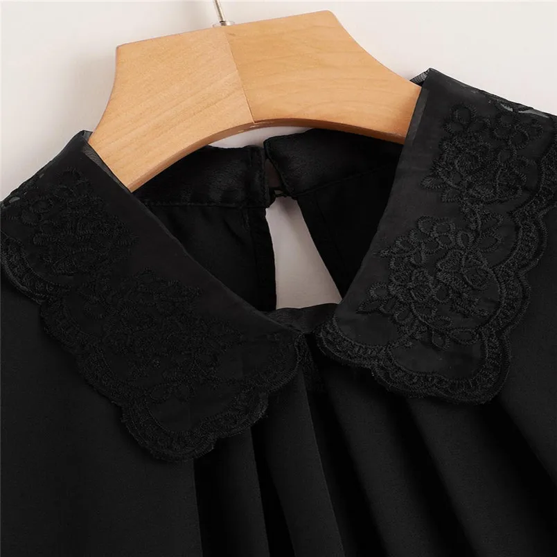 New Design Comfortable Womens Women Lace Solid Pullover Top Black Soft Daily Summer Clothing For Women Ladies 35JU12 (4)