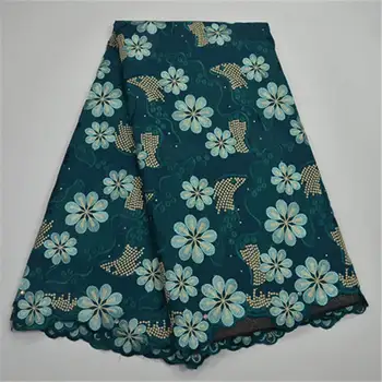 

2018 Big Swiss Voile Lace High Quality Nigerian Swiss Cotton Lace With Stones For Wedding Dress 30