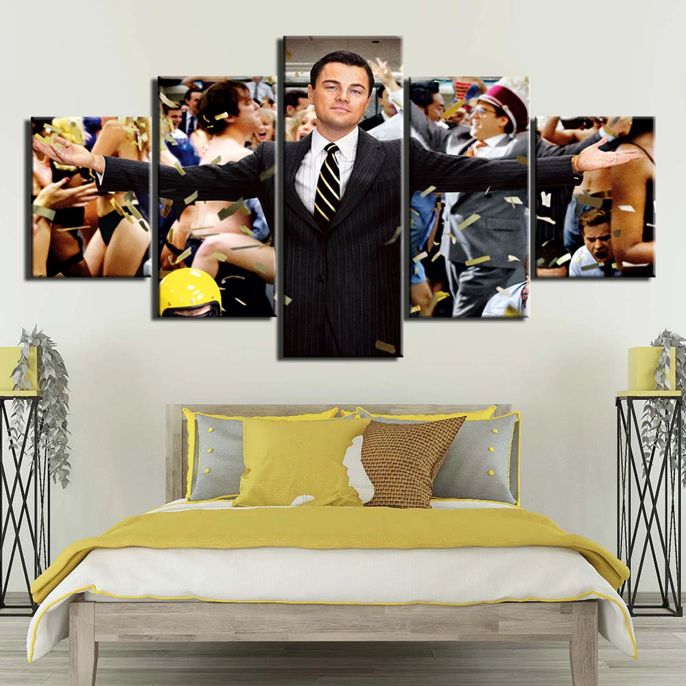 

Canvas Art Prints Wall Art The Wolf of Wall Street Pictures Paintings for Bedroom 5 Piece Modern Posters Giclee Artwork