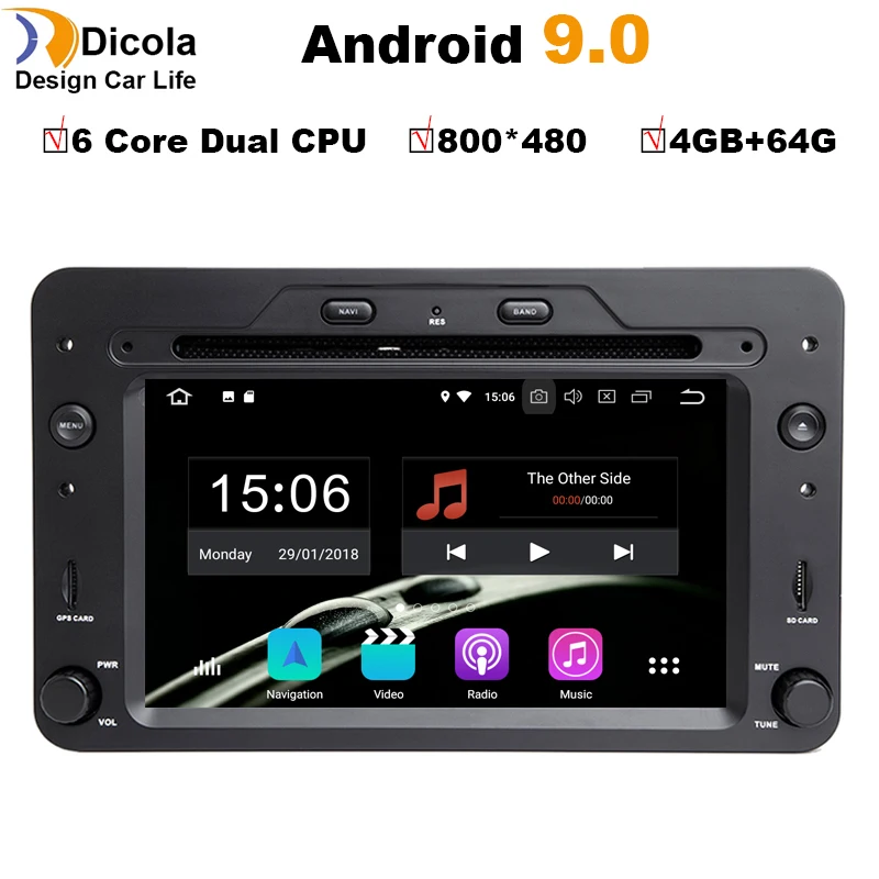 

6 Core Dual CPU HD Android 9.0 Car DVD GPS Navigation Player Stereo For Alfa Romeo Spider Brera 159 Sportwagon 2006 Onwards