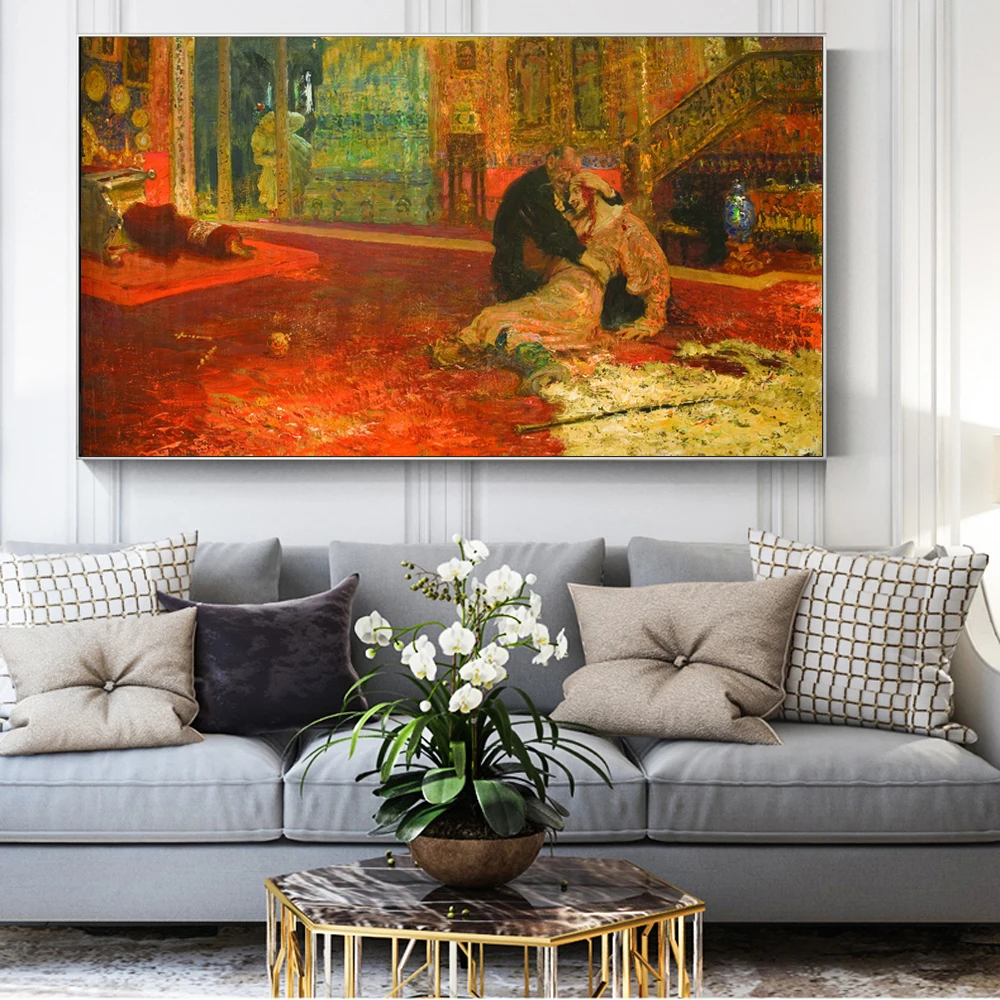 

Russian Famous Paintings Reproductions On The Wall Ivan the Terrible and His Son Ivan Wall Art Canvas Pictures For Living Room