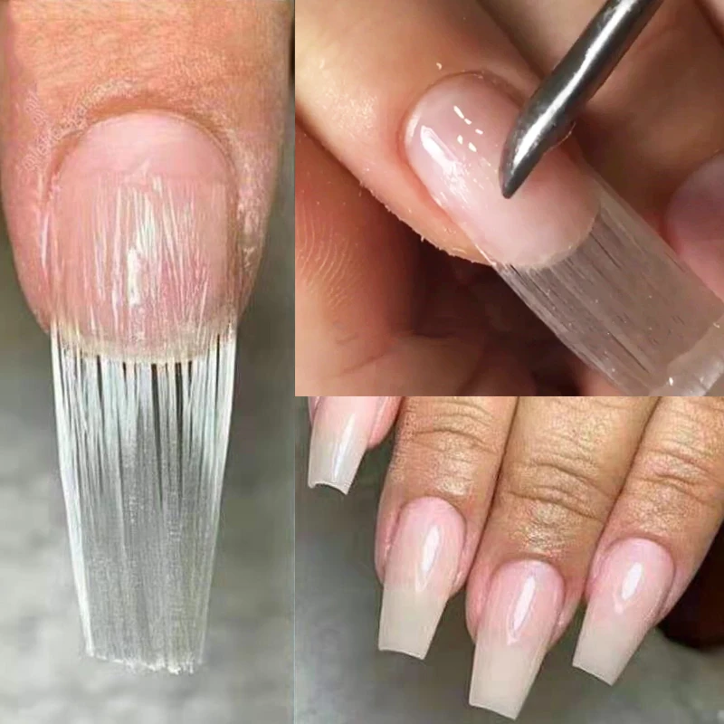 

10pcs Fiberglass Builder Finger Extension Nail Silk Wrap Extending Nail Form Acrylic Tips Nail Art Helps Repairs Broken Nails