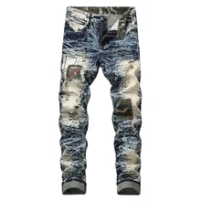Мужские потертые джинсы Sokotoo с заплатками длинные винтажные рваные брюки зауженные штаны есть большие размеры