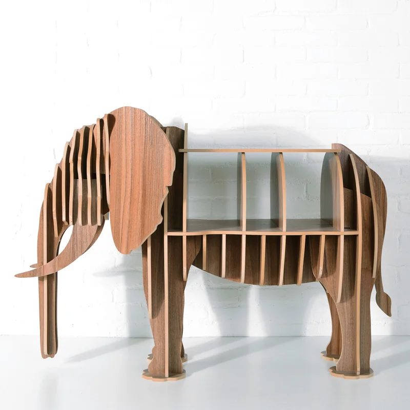 High-end North European Style Wood Elephant Furniture Book Shelf Wood Desk Table TM006M