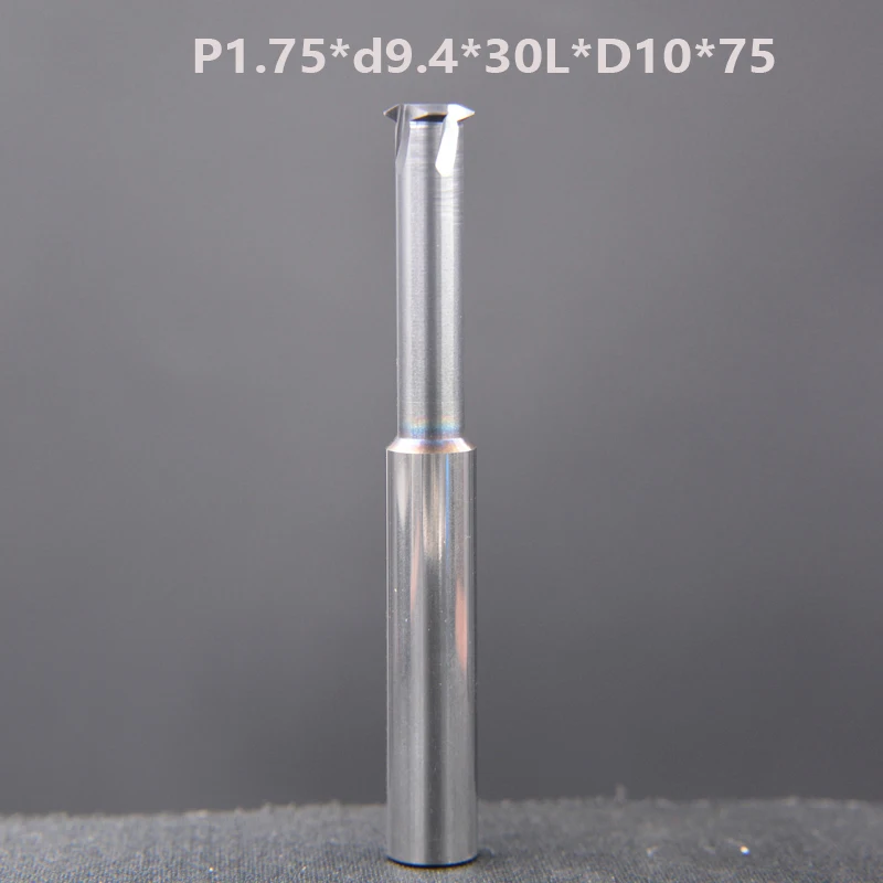 

Tungsten carbide alloy Single teeth metric thread milling cutter 1pc P1.75*d9.4*30L*D10*75 threading single tooth end mill