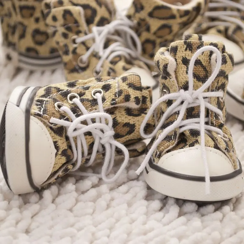 Домашние животные собака леопардовая Обувь Щенок Спортивная обувь противоскользящие ботинки кроссовки теплая одежда для собак Зима зимняя обувь - Цвет: Золотой