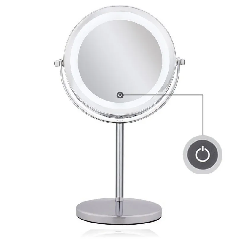 

7 Inch 10x Magnification Cosmetic Makeup Mirror Round Shape 2Sided Rotating Magnifier Mirror Adjustable Touch Screen MakeUp Mir