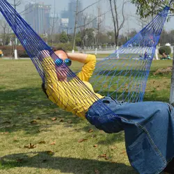 Нейлоновый гамак с сеткой для одного человека, портативный для отдыха на открытом воздухе, подвесная кровать, качели для взрослых, уличная