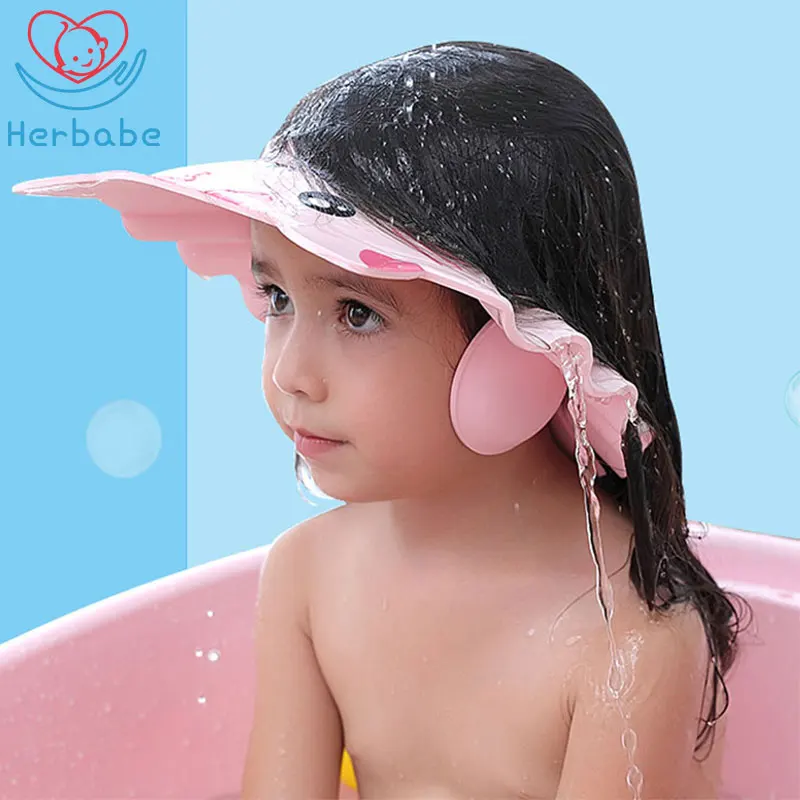 

Herbabe Baby Shower Cap Resizable Hair Washing Hat for Newborn Infant Ear Protection Kids Children Shampoo Cap Shower Shield Hat