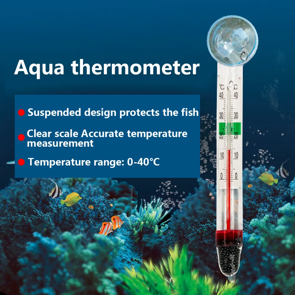 1pcs Glass Meter Aquarium Fish Tank Glass Water Temperature Thermometer