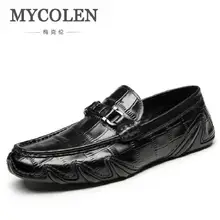 Mycolen мужские Лоферы для женщин Пояса из натуральной кожи Роскошные итальянские крокодил Стиль слипоны повседневная обувь под платье для мужчин Sapatos Masculinos