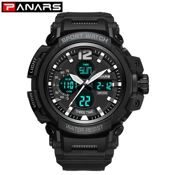 

PANARS Dual Display Men Sports Watch LED Digital Wrist Watch For Men Wristwatch Male Clock relogio masculino orologio uomo 2018