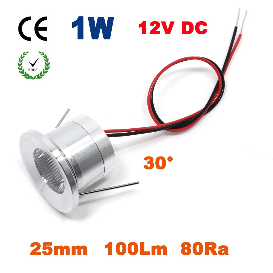 

6pcs 1W 100Lm12V DC 30 Degree Mini Led Downlight for Hotel Shop Mall Commercial Decoration Lighting