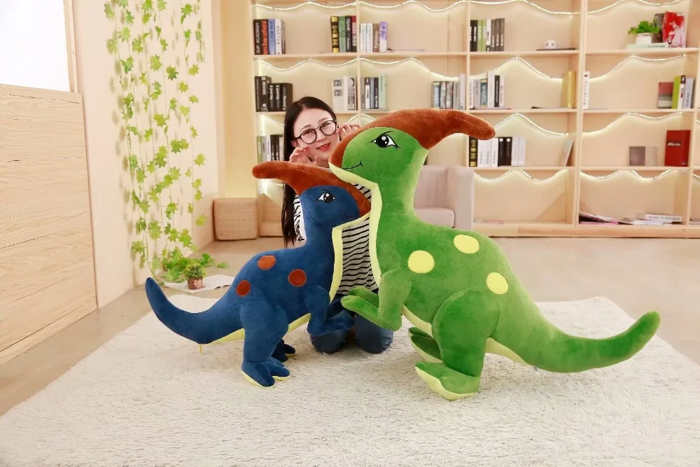 Paractenosaurus динозавр, игрушка кукла зеленый/синий постоянного динозавров Дино плюшевые игрушки для мальчиков Детский подарок на Рождество, 55/75/95 см