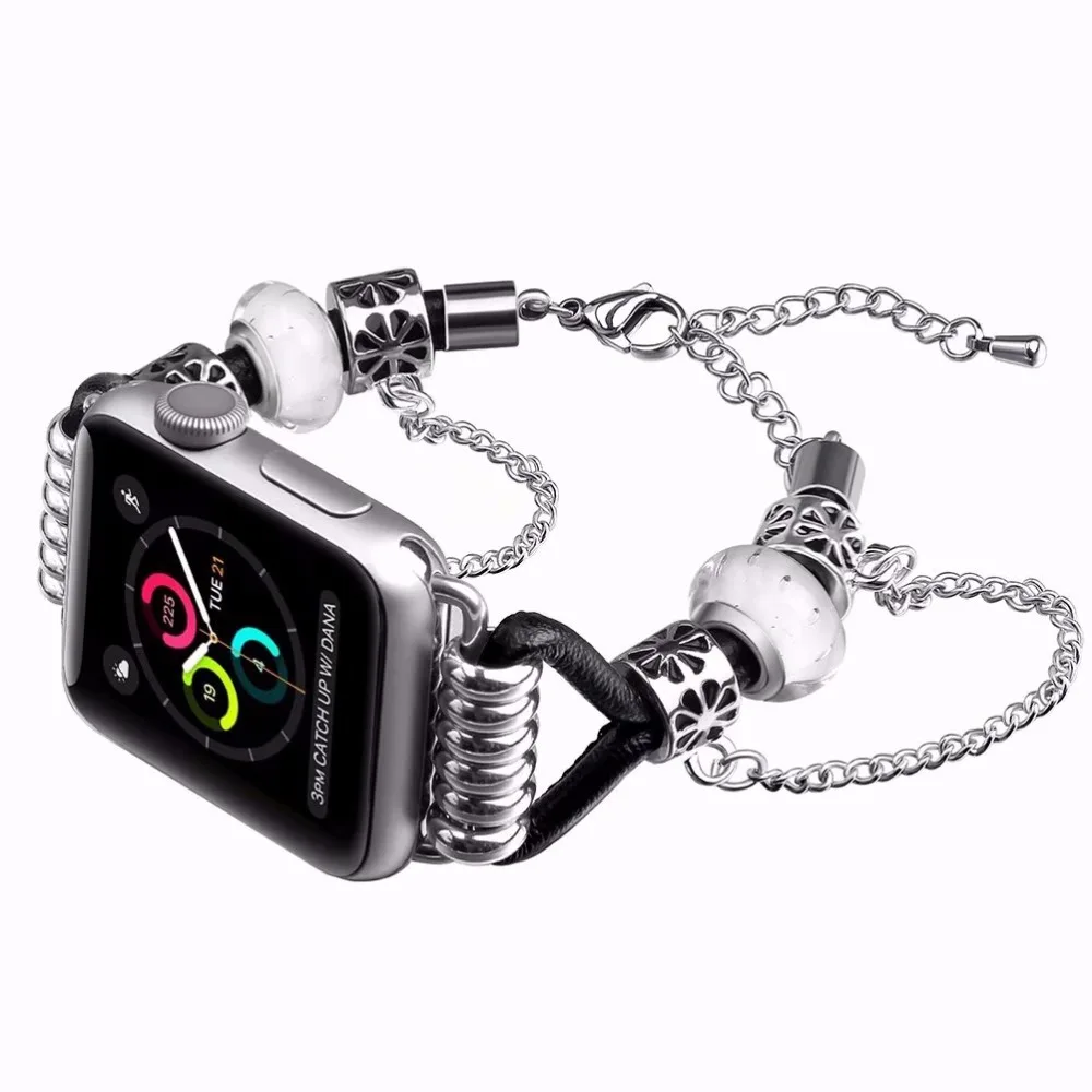 Модный браслет для apple watch series 3 2 1 ремешок для мм iwatch 38 мм 42 мм Ретро Винтаж цепочка Ювелирные изделия Регулируемые наручные металлические