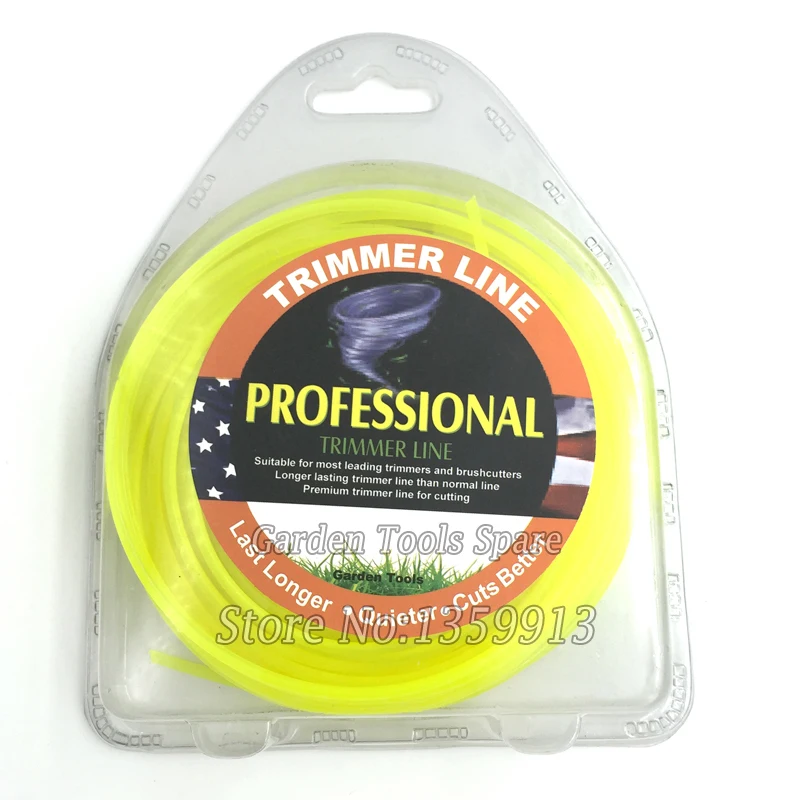 Image 3.0mm Diameter round Brush Cutter Nylon 225g Grass Trimmer Line yellow Color Blister Card Packing