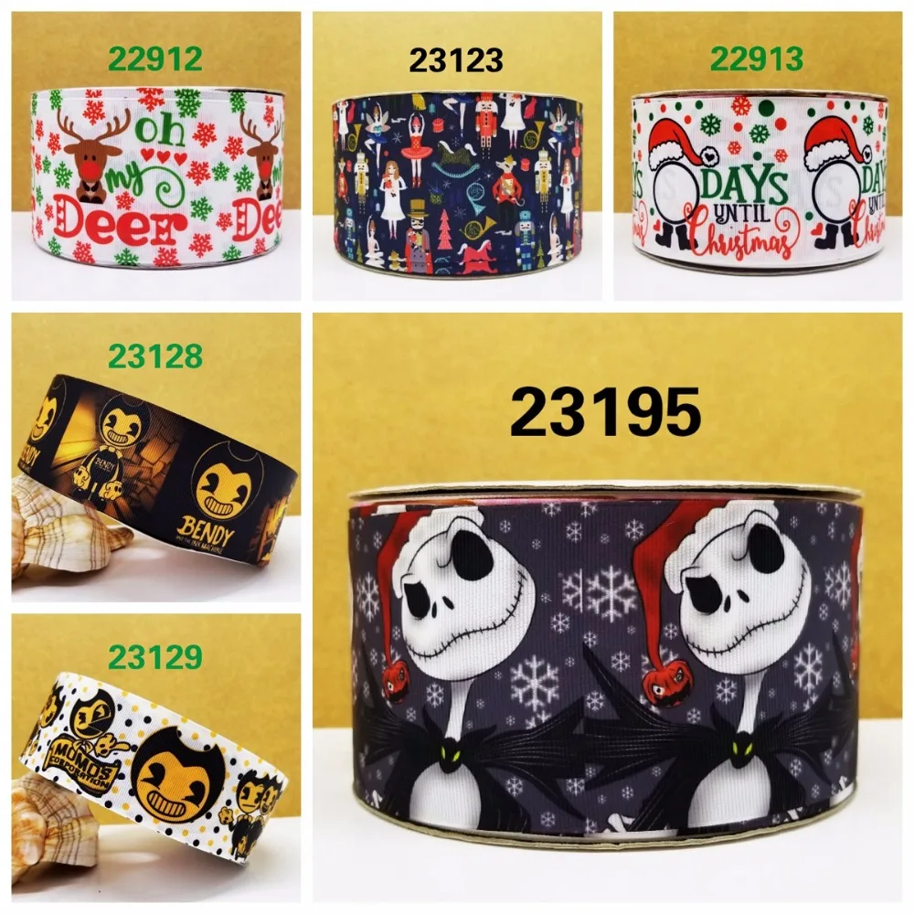 

Free shipping 50 yard cartoon printed grosgrain ribbon 22912