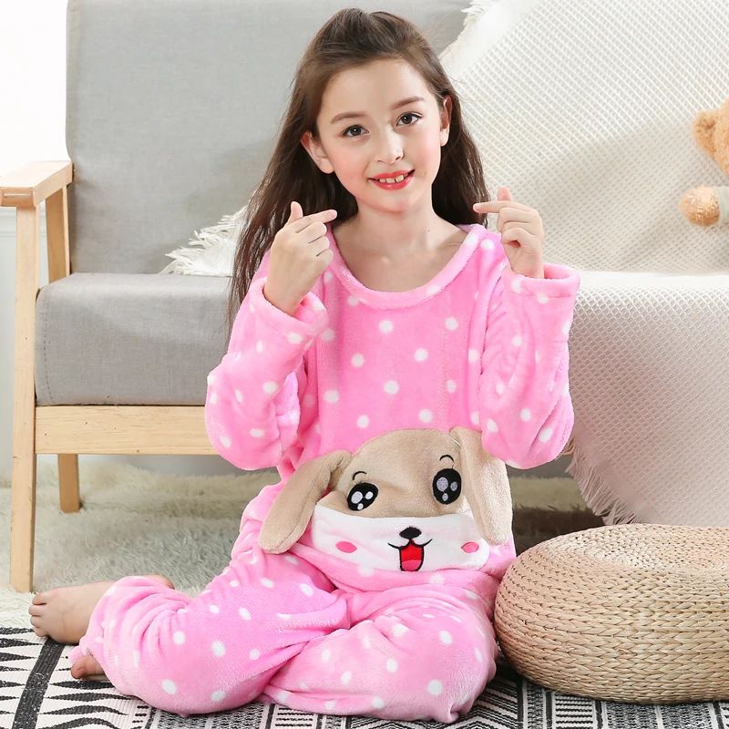 

Hot Sale Winter Children Fleece Pajamas Warm Flannel Sleepwear Girls Loungewear Coral Fleece Kids Pijamas Homewear Girl Pyjama