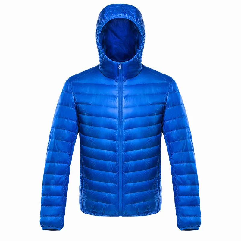 Men's Ultra Light Packable Down Jackets Hooded Slim Down Coats Man White Duck Down Padded Parkas Winter Puffer Jacket JK-634 puffer jacket with fur hood