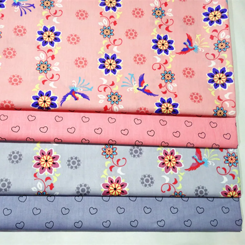 Тканевый розовый цветок, приятный для кожи саржевый хлопок для ручной швейной одежды, делая дышащее постельное белье, мягкая ткань на половину метра