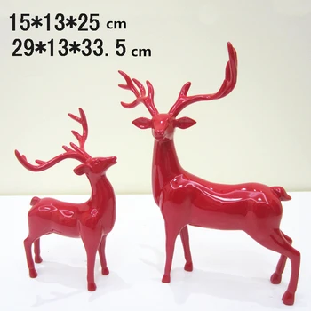 

1 Pair Christmas Deer Craft Home Decor Decoration Modern Figurine Miniatures Xmas Gifts Creative Resin Sculpture Arts Crafts