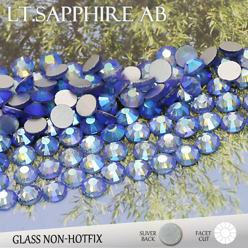 Lt. Sapphire AB SS3 SS4 SS5 SS6 SS10 SS20 SS30 для дизайна ногтей Стразы с плоской задней поверхностью Стразы DIY без горячей фиксации СТРАЗА под камень