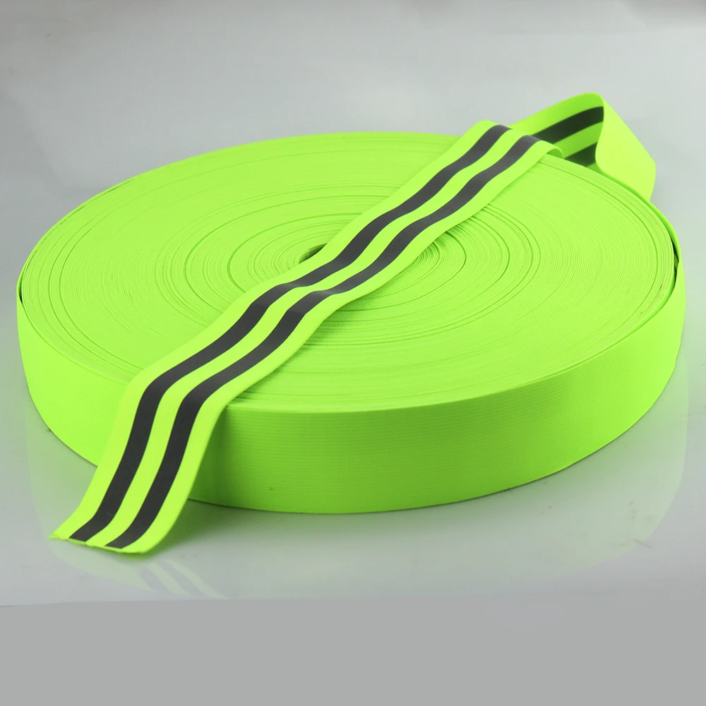 Green Silver Reflective Elastic Tape Band Cord Belt Fabric Safety