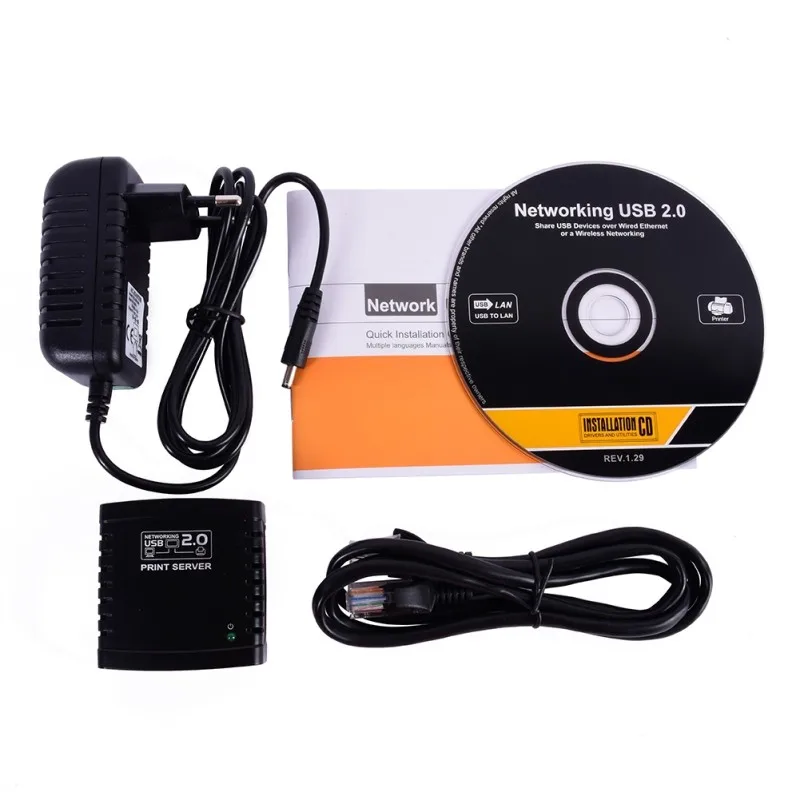 Новый USB 2 0 LRP Печать Сервер Поделиться LAN сети Ethernet концентратор адаптер питания