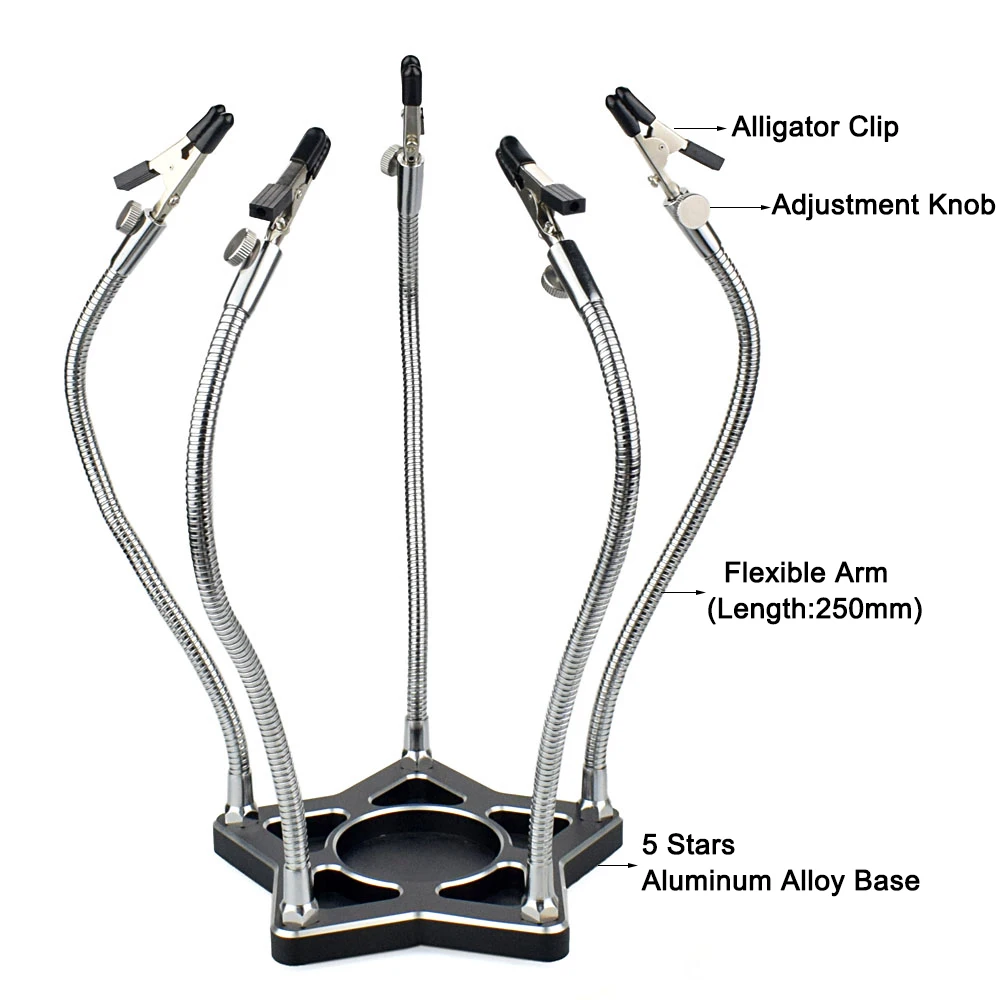 NEWACALOX держатель паяльника для третьей руки 5 шт. паяльная станция для помощи ручкам 3X светодиодный лупа Настольная лампа ремонт сварочный инструмент
