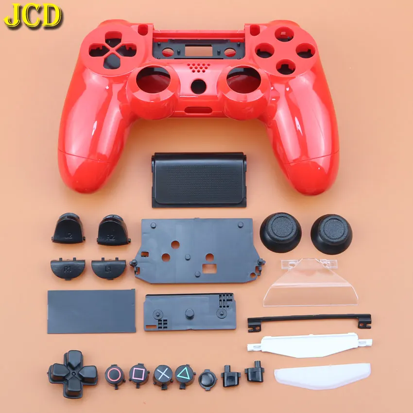 JCD прозрачная матовая ручка Передняя Задняя крышка корпуса чехол крышка кнопки комплект для sony PS4 Dualshock 4 старая версия Геймпад контроллер - Цвет: Red