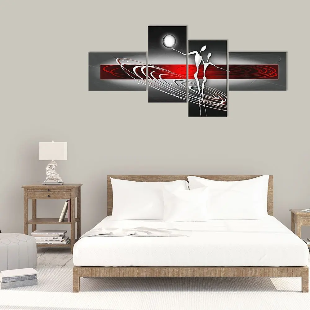Günstig Moderne Sexy Menschen Schatz Tänzerin Sonne Ölgemälde Auf Leinwand 4 Panel Art Set Home Abstrakte Wand Dekor Bild für wohnzimmer