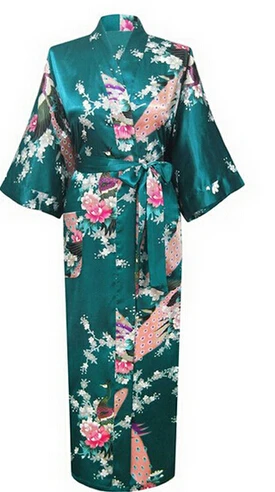 

Brand New Long Robe Satin Rayon Bathrobe Nightgown For Women Kimono Sleepwear Flower Plus Size S-XXXL S02D