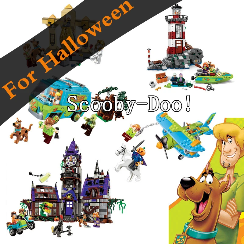 

Bela Compatible Legoe Scooby Doo Dog Halloween Gifts Party Decorations Pumpkin head Horseman Lighthouse Castle Bricks Blocks