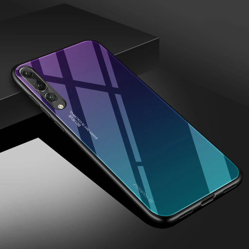 Градиентный чехол из закаленного стекла для huawei P20 Pro P20 Lite P30 8X стеклянный чехол для huawei Honor 8X P 20 P30 P20Lite защитный чехол - Цвет: 03