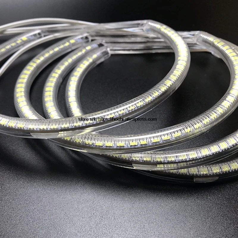 Najtaniej HochiTech dla BMW E36 E38 E39 E46 żarówka jak ultra jasny SMD biały LED anioł oczy 2600LM 12V zestaw pierścieni świetlnych lampa do jazdy dziennej 131mmx4