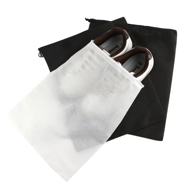 

5pcs!Multifunction Black White non-woven shoes pouch traveling shoes pocket outdoor drawstring pouch dust protection bags