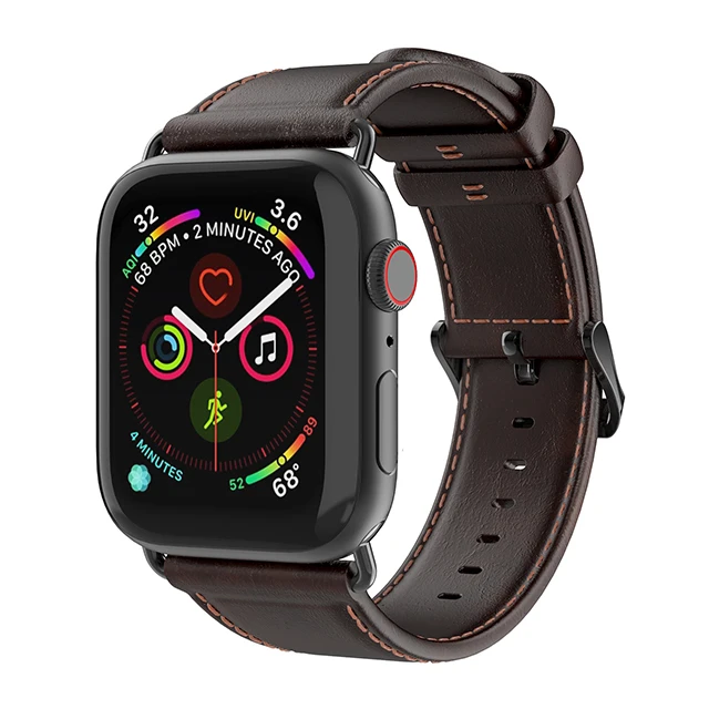 DUX DUCIS ремешок из натуральной кожи для Apple Watch Series 4 3 2 1 настоящий кожаный ремень пряжка для Apple Watch 4 44 40 42 38 мм - Цвет: Coffee