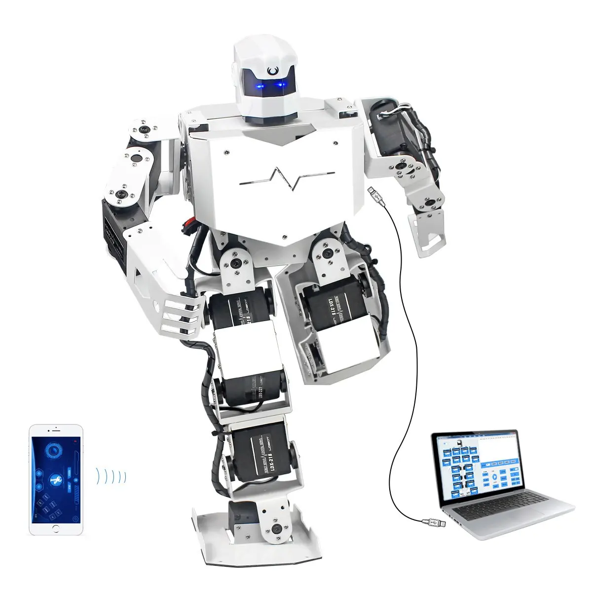 LewanSoul H3S 16DOF Biped человекоподобный робот комплект с бесплатным приложением MP3 модуль подробное видео учебник поддержка Sing Dance (собранный)